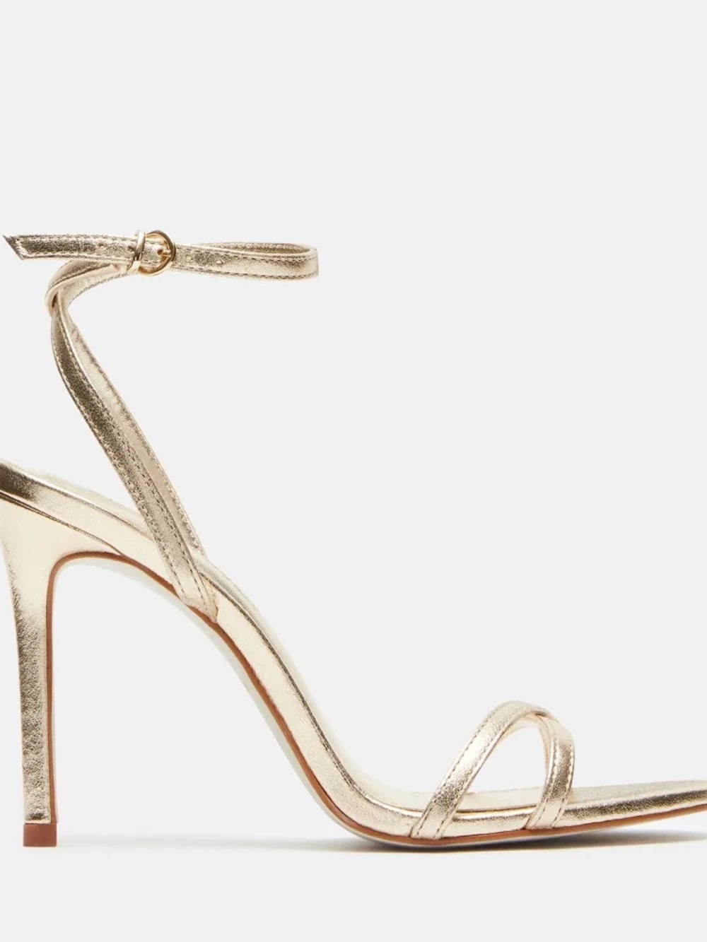 Steve Madden Gold Strappy Stiletto Sandals with Ankle Tie Size 7 - Picture 3 of 9
